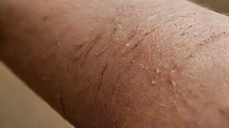 Detailed, realistic close-up of a healed tattoo