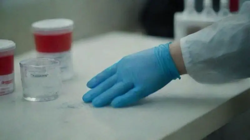 Lab technician handles sharps cautiously in lab