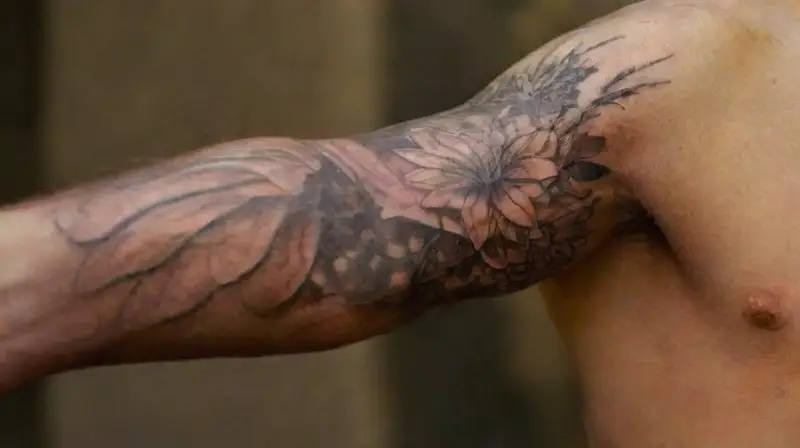 Detailed tattooed forearm with realistic textures