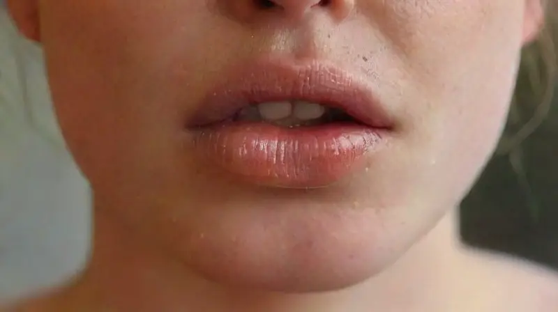 Close-up of mouth with tongue piercing