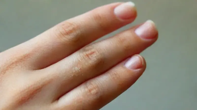 Close-up of minimalist finger tattoo and skin