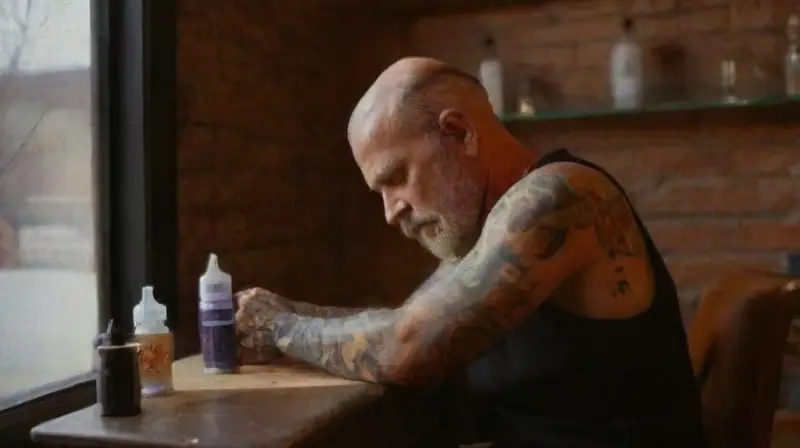 Bustling tattoo studio with detailed artistry