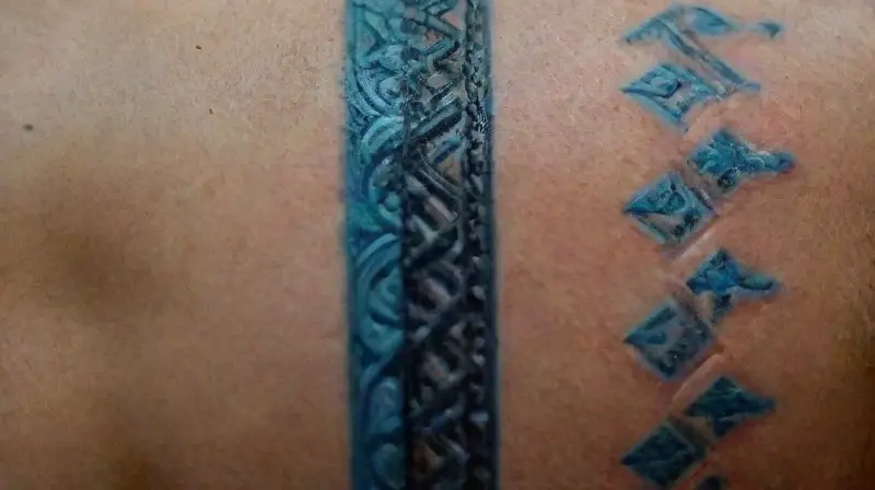 Detailed, realistic close-up of modern tattoo