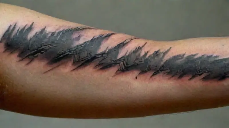 Intricate black ink tattoo on realistic skin