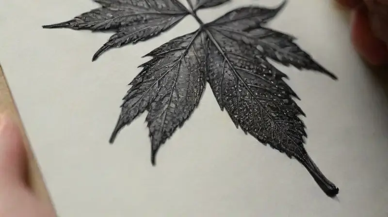 Detailed botanical illustration using stippling and ink
